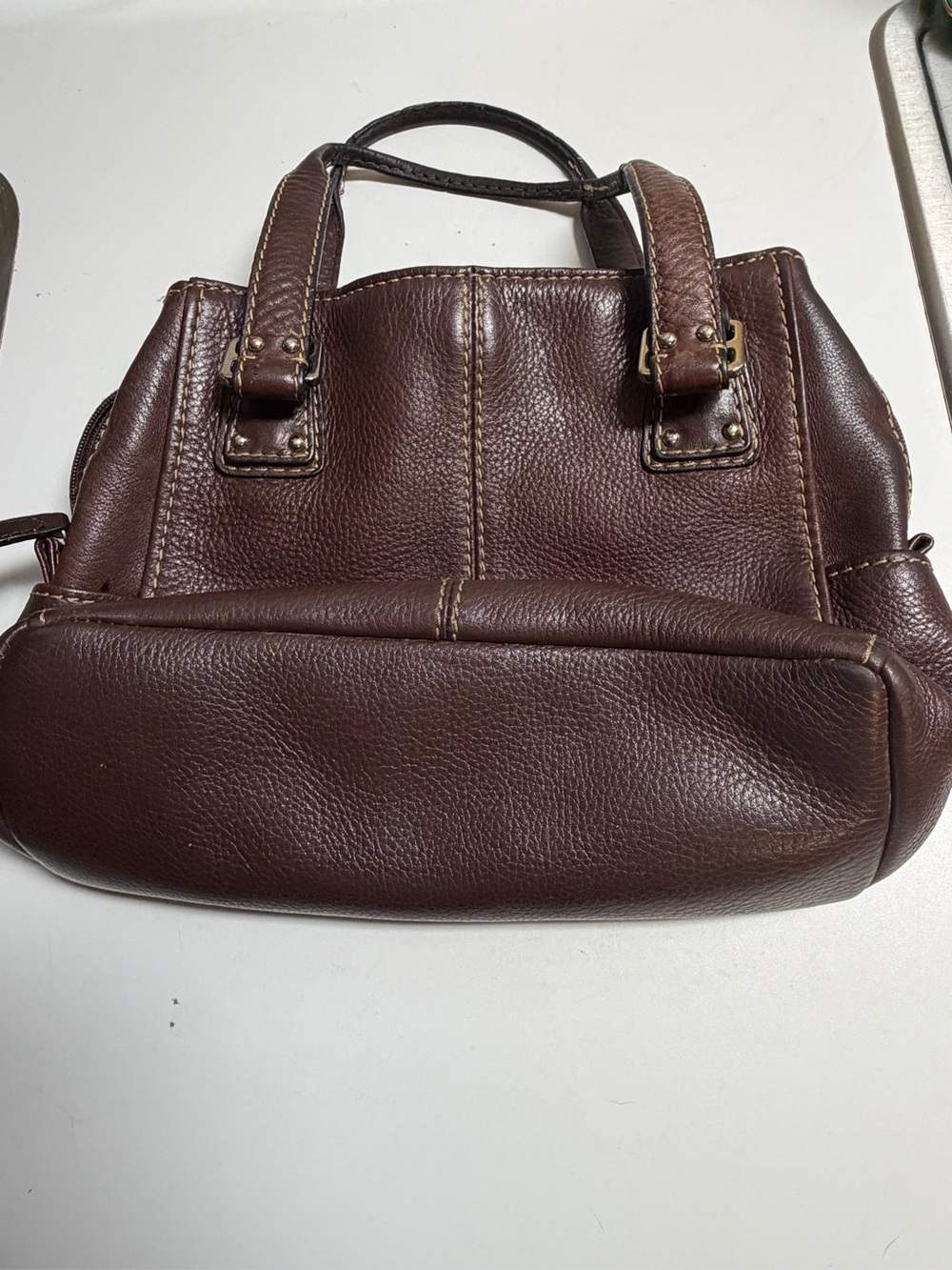 Women's vintage Brown Leather Satchel Handbag by fossil